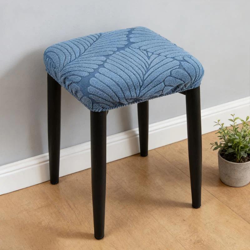 1Pc Leaves Jacquard Bar Stool Cover Elastic Square Seat Slipcover Washable Anti-Dirt Dining Chair Case For Hotel Home Decor