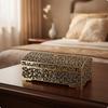 Jewelry Box with Hinged Lid Ornate Metal Trinket European Retro for Vanity