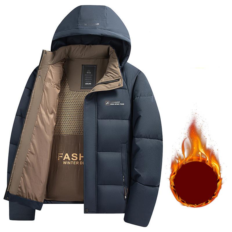 Warm Windproof Jacket Men Winter Fashion Comfortable Thickened Outdoor Hooded Overcoat Casual