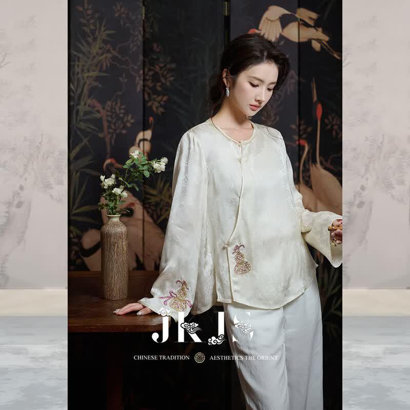 JKJS Chinese Style Jacquard Shirt L