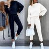 Women's High Neck Casual Hoodie & Long Pants Two-Piece Set - Autumn/Winter 2021 Collection