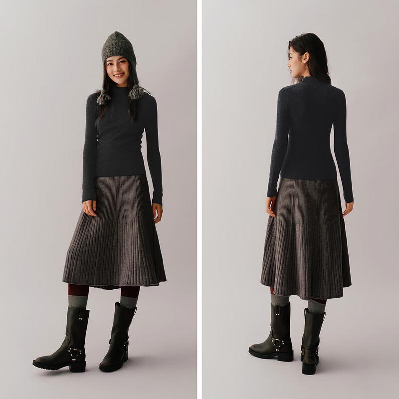 Semir Women's Pure Wool Mock Neck Slim Fit Sweater