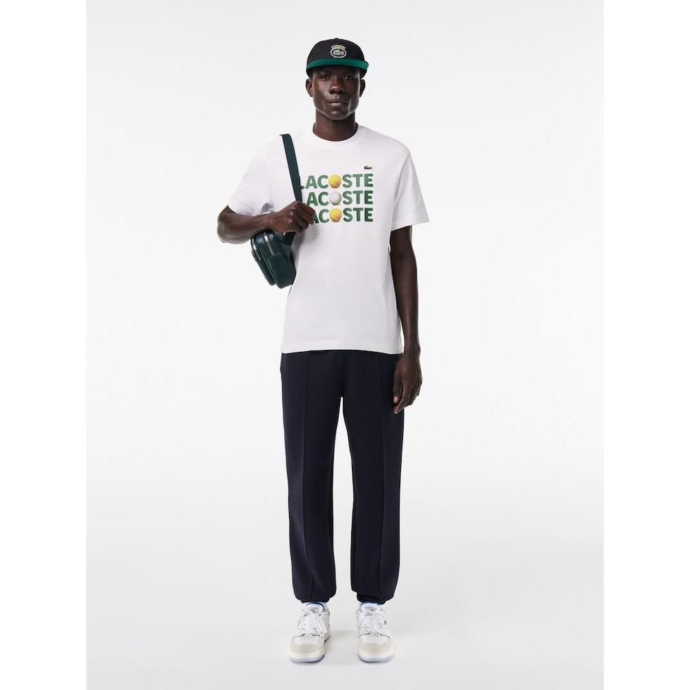 Lacoste Mens Heavy Jersey LeTTering Ball Graphic T shirT Th7370 54g 001 q2nTh7370 54g001