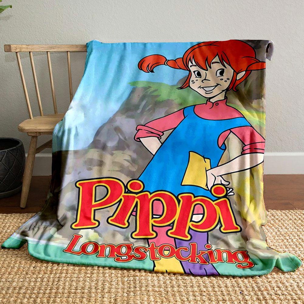 Bright cartoon with a red-haired character, colorful outfit, and text below. for all seasons blanket lunch break throw gift