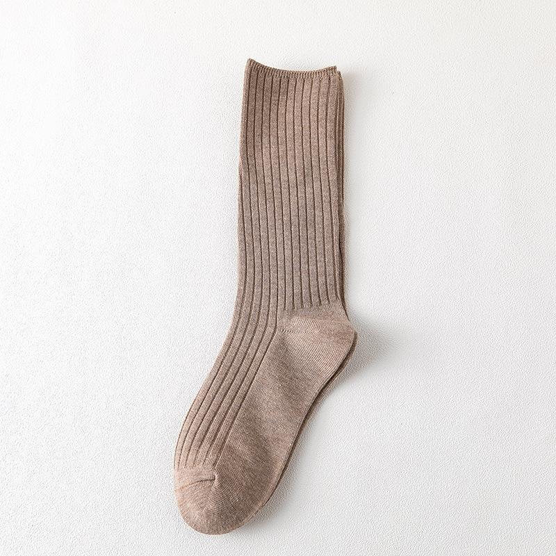 Damen Frühling und Herbst Baumwolle Klassische Einfarbig Vielfalt Gerauchte Lange Röhren Stulpen