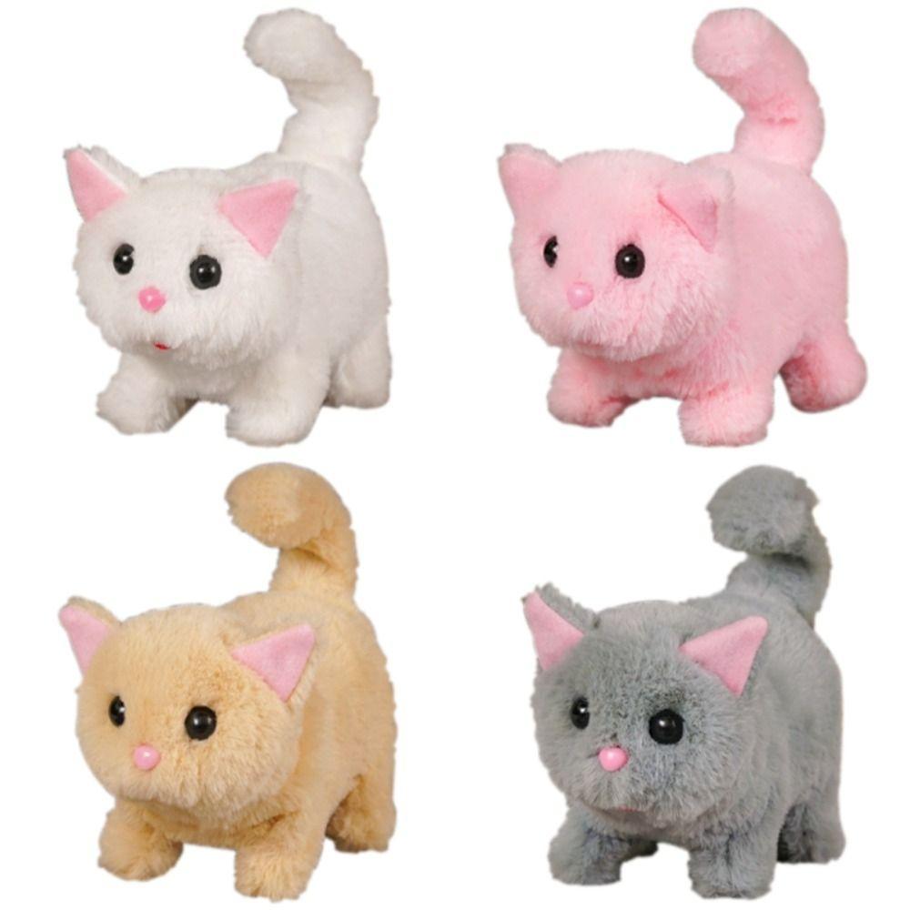Tail Wagging Electronic Stuffed Doll Stuffed Animal Walking Interactive Cat  Holiday Gift