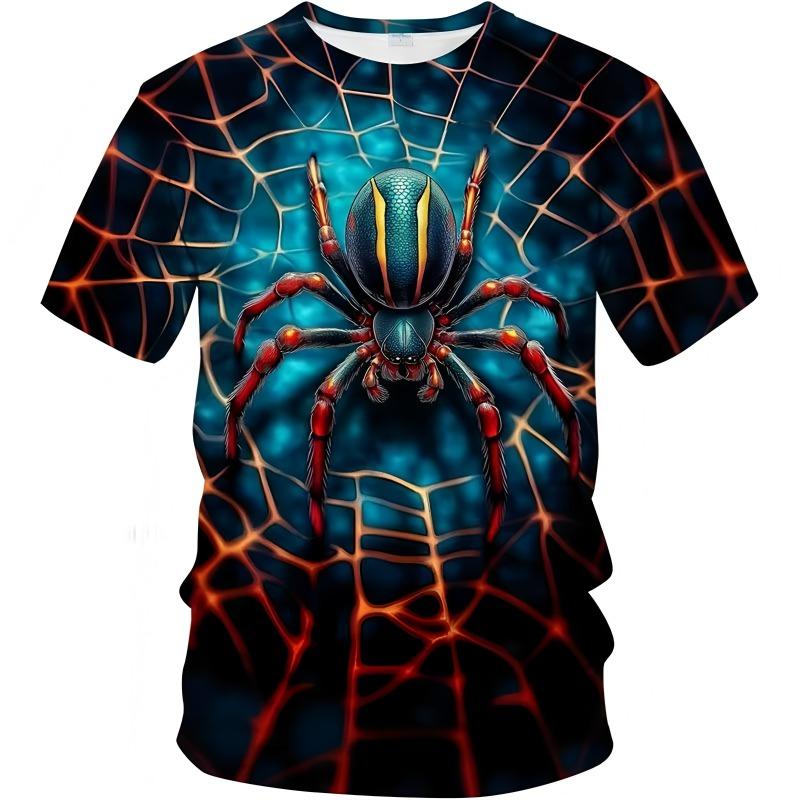 Street Fashion Men's Clothing 3D Digital Printing Spider Graphic T-shirt Round Neck Short Sleeved New In Tops Funny T-shirts Men