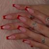 24-Pack Medium & Long White French Ballet False Nails with Glitter Powder