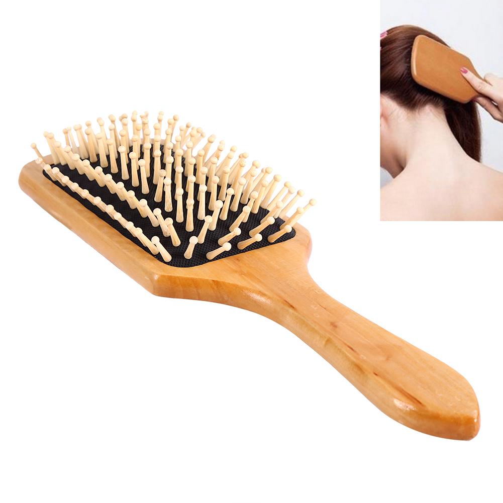 Natural Wooden Combs Paddle Hair Scalp Care Healthy Cushion Airbag Massage Hairbrush 2 Colors