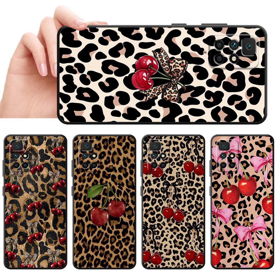 Leopard Cherry Funda Phone Cover Case for Xiaomi Redmi K40 K80 Pro A4 A3 A1 A2 Plus 12C A5 13C 14C 10 9