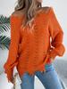 Autumn Winter Solid Color Hollow Long Sleeve Cutout Ruched Open Shoulder Cardigan Sweater Women's Clothing