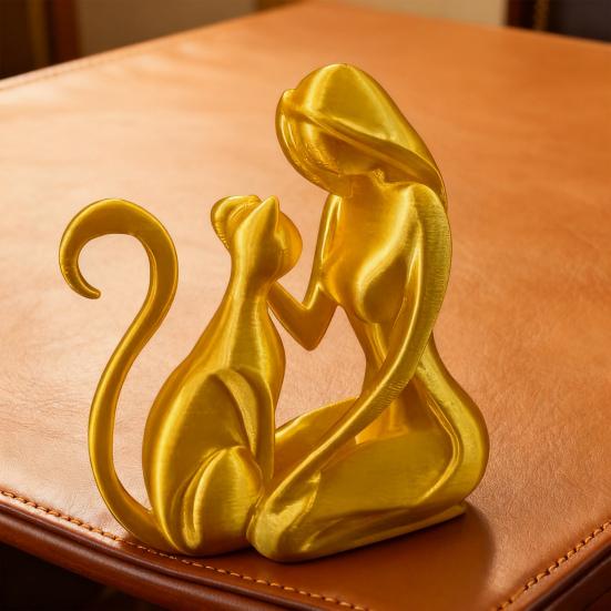 Abstract Women Cat Figurine 3D Printed Female Kitten Statue Sculpture Home Office Desktop Decoration Ornament