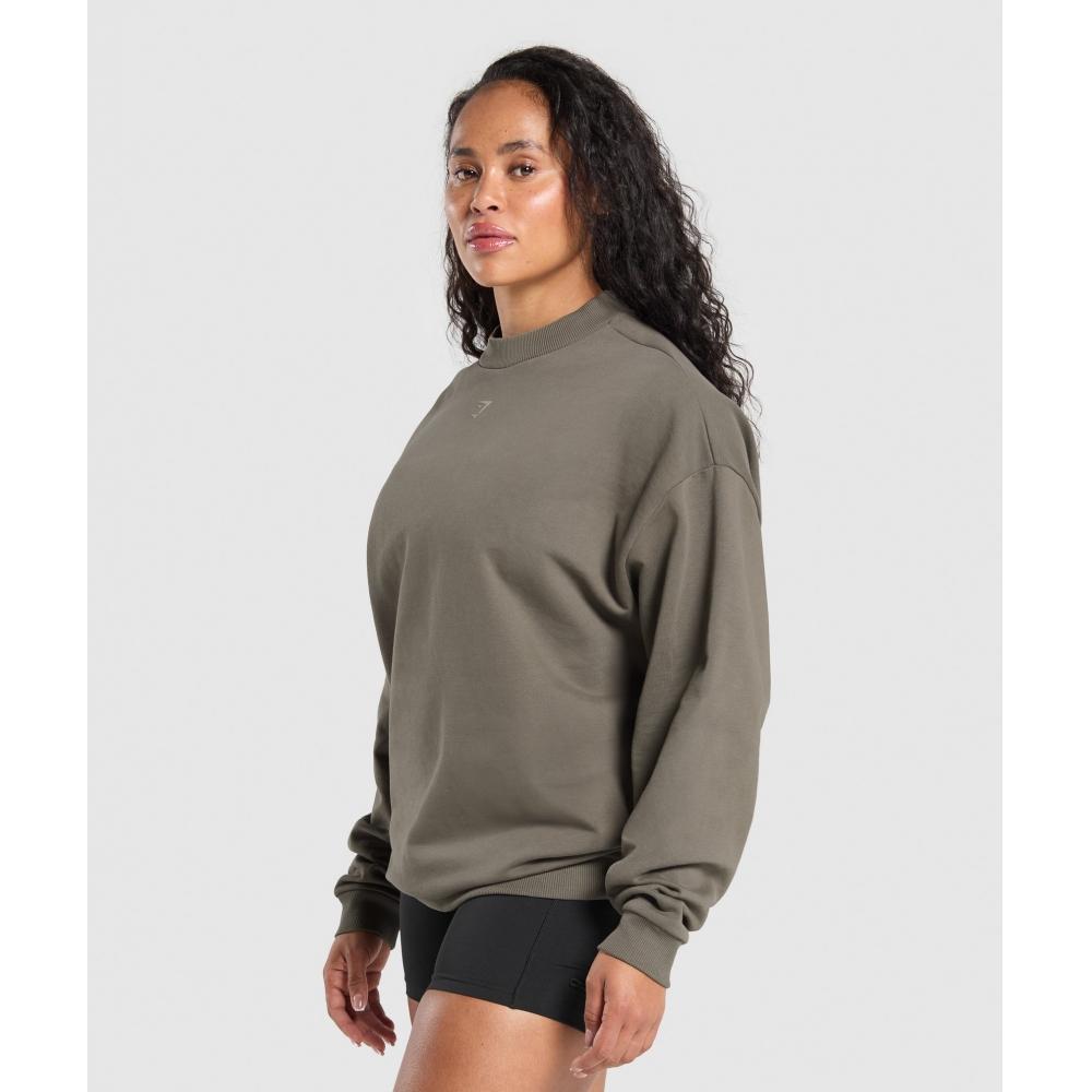 Gymshark Collegiate Sweatshirt Camo Brown B2b1z Nby9