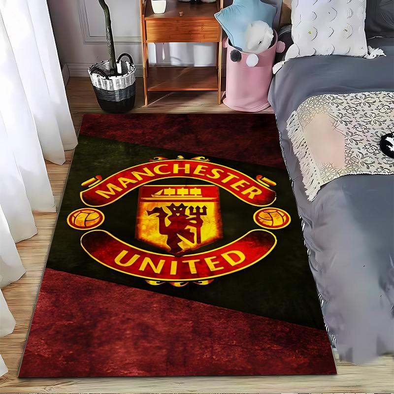 "Manchester United Logo Teppich, Roter und Schwarzer Sportfan Dekor Teppich" Geeignet für den Einsatz als Anti-Rutsch-Matte für Wohnzimmer Schlafzimmer Sofas