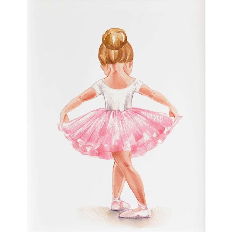 Akvarelový plakát Balerína Krásná dívka Tanec Balet Plátno Malba Tisk Nástěnné umění Obrázek pro dívčí pokoj Domácí dekorace Nástěnná malba