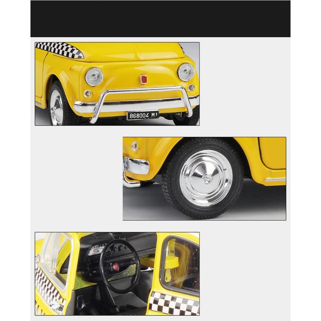 Welly 1/24 Nuova Fiat 500 Alloy Scale Car Model Diecast Metal Miniature Car Static Collection Children Toy Car Vehicles Gifts