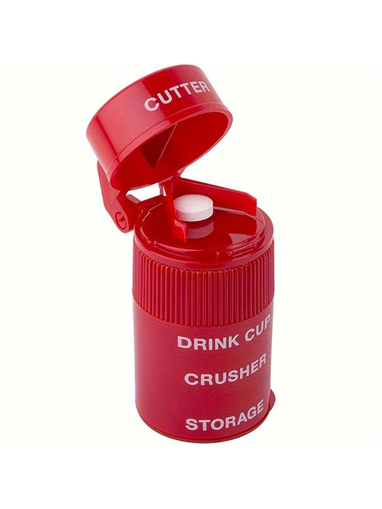 1pc 2 IN1 Pill Crusher, Creative Cutter And Grinder For Pills, Vitamins, Tablets, Stainless Steel Blade, Removable Drinking Cup