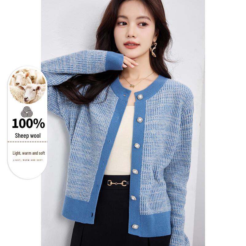 Oudifu Women s Colorblock Wool Blend Sweater L