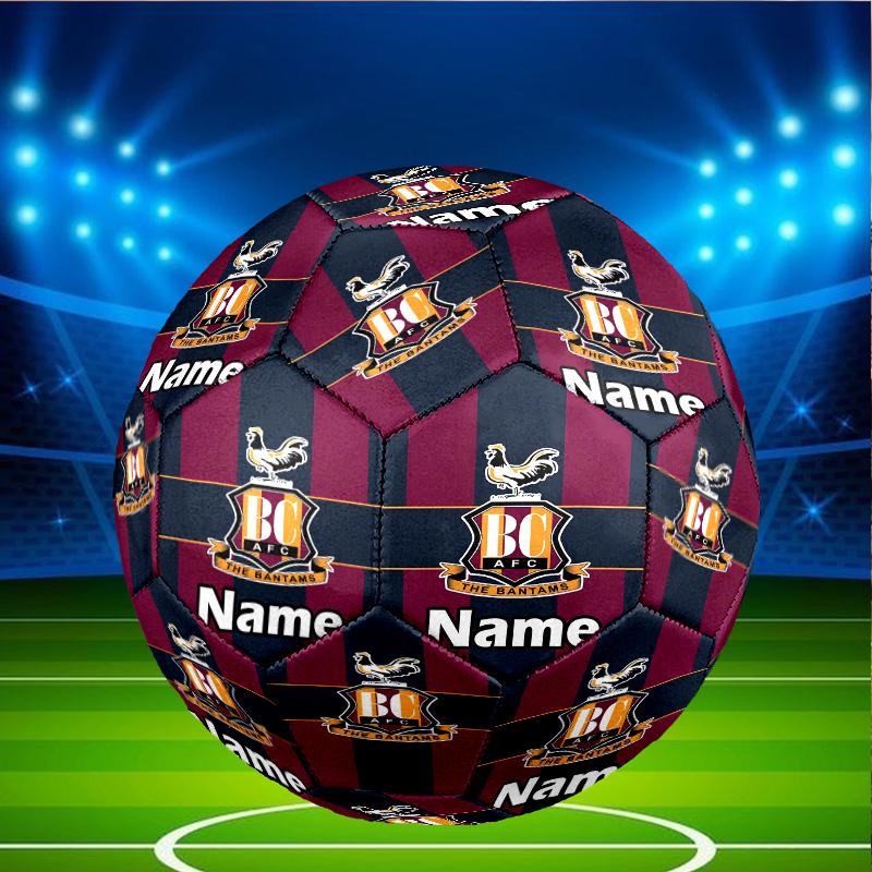 Custom Name Personalized Bradford City AFC Print Size 5 Soccer Ball Training & Match Football, for Team, Kicking, Gift for Football