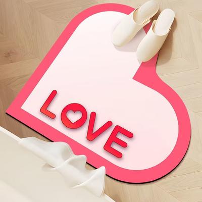 Heart-shaped Bathroom Floor Mat Diatom Mud Absorbent Mat Quick Drying Special-shaped Bathroom Toilet Door Non-slip Mat