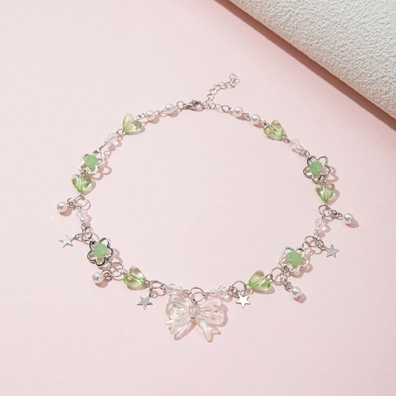 Handmade Crystal Beaded Necklace/Bracelet Stylish Colorful Bead Accessory Fashionable Jewelry for Girls and Women