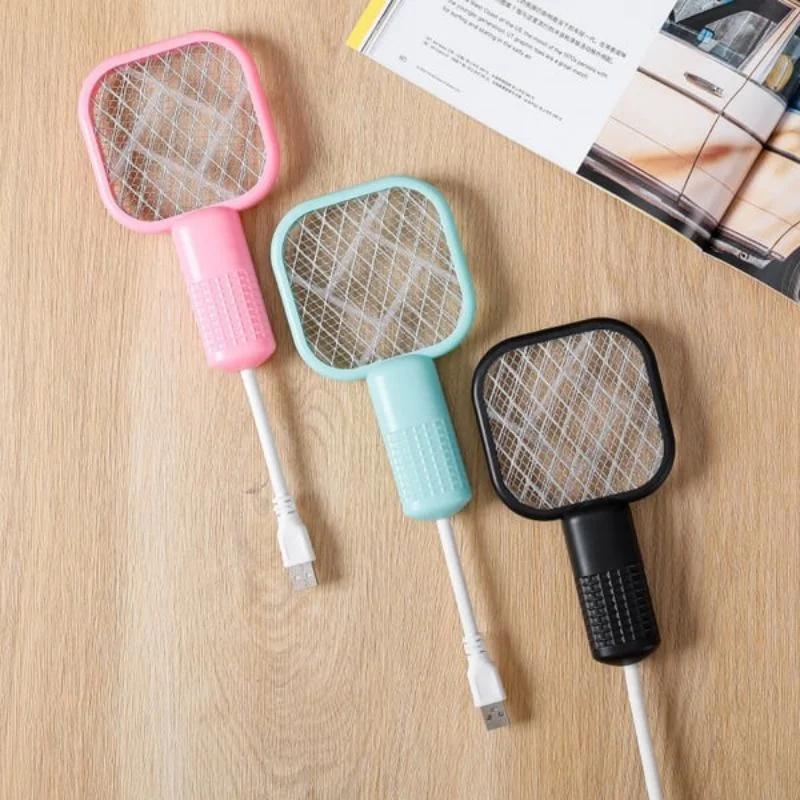USB Mini Electric Mosquito Swatter UV Light Fly Bug Zapper Insect Racket Rechargeable Summer Fly Swatters Trap For Home Outdoor