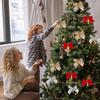 12/240pcs Christmas Bows Hanging Decorations Gold Silver Bowknot Christmas Tree Ornaments New Year Xmas Party Gift Decoration