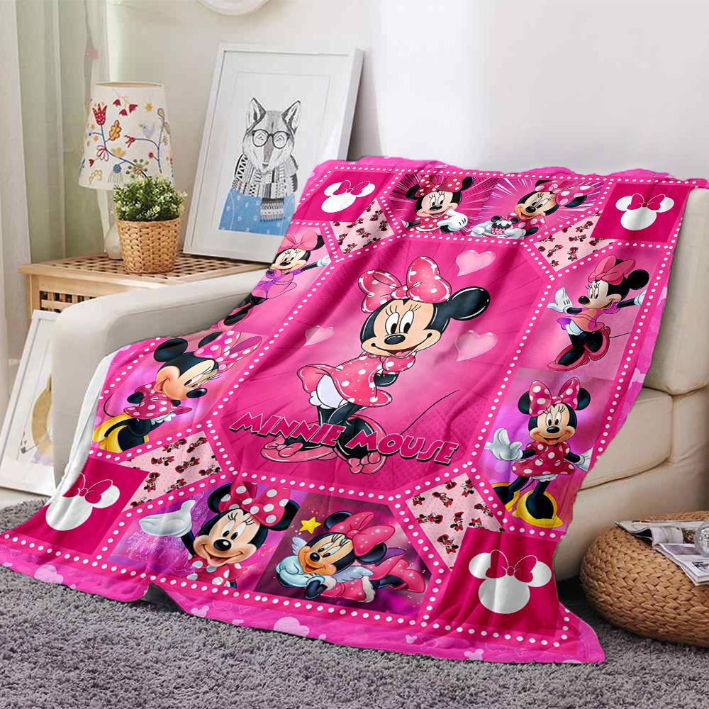 Minnie Mouse Pink Frame Blanket Soft Throw Blanket For Home Bedroom Bed Sofa Travel Office Solid Christmas Blanket