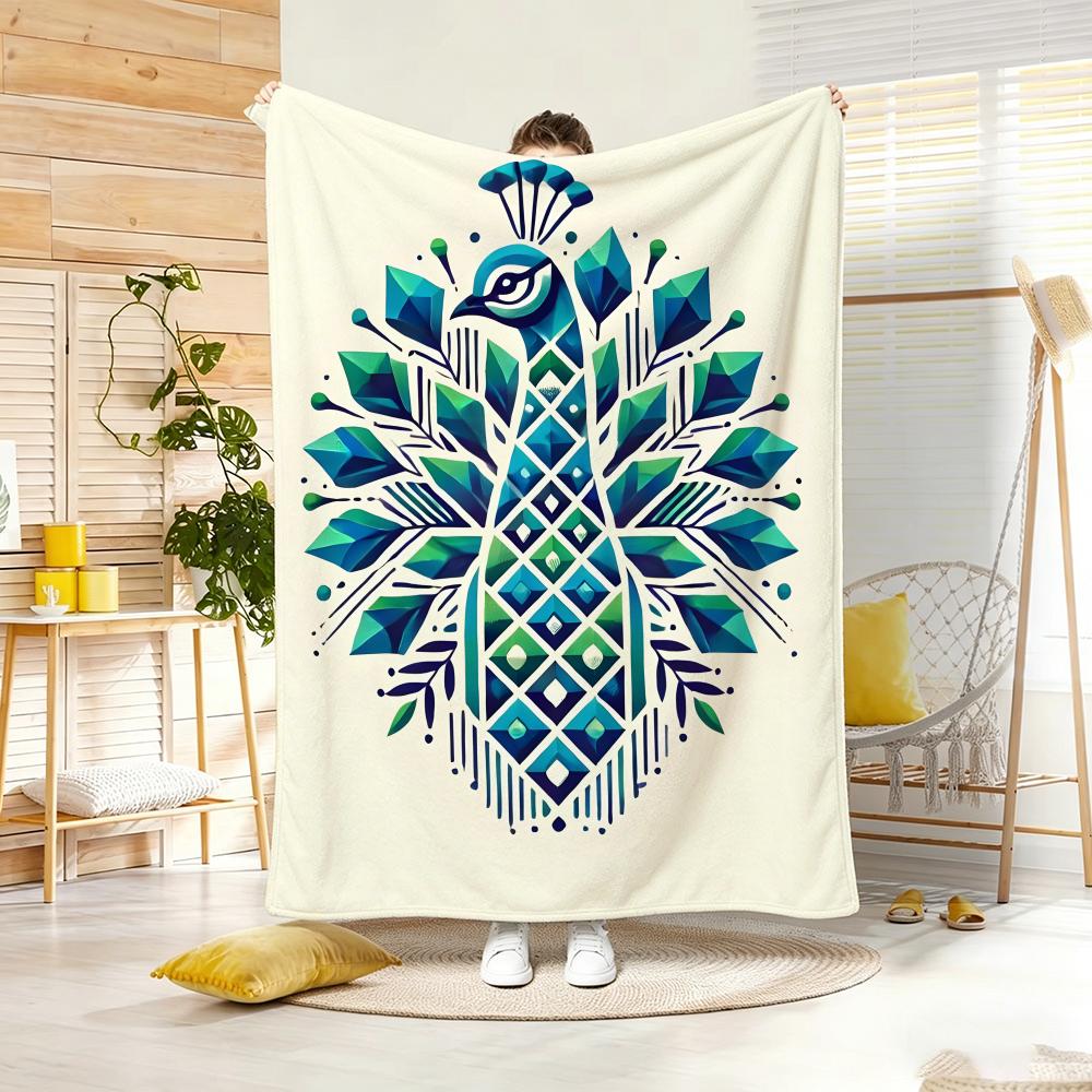 Artistic Pattern P-Peacock Throw Soft Warm Throw Blanket for Bedroom Living Room Bed Travel Camping Picnic Gift