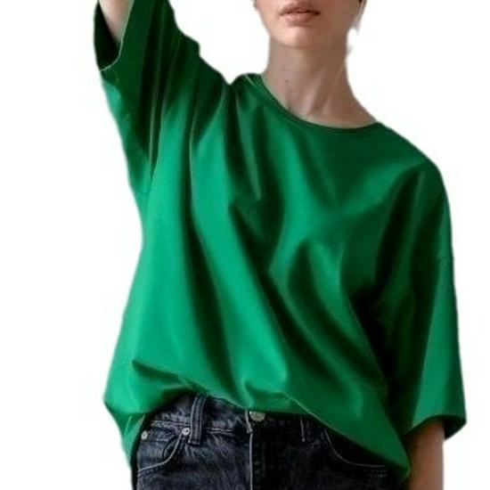 2024 European & American Women's Casual Loose Solid Color Short-Sleeved T-Shirt for Spring/Summer