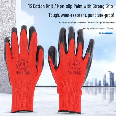 12 Paar Nitrilbeschichtete Anti-Rutsch-Handschuhe - Verschleißfeste Arbeitsschutzhandschuhe