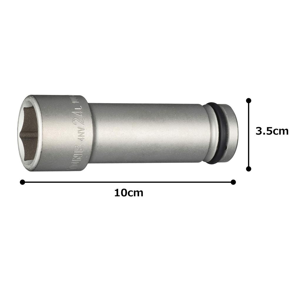 TONE Extra Long Impact 24mm Width Socket, 4NV-24L100, 12.7mm (1/2") Drive,