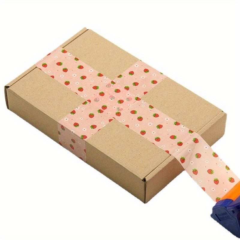 1 rulle, 4,5 cm*100 m/1,77*39,37 tum, Tryckt, Jordgubbsförseglingstejp, Söt och Fräsch, Ins-tejp, Förpackningstejp, Flickaktig, Förseglingstejp