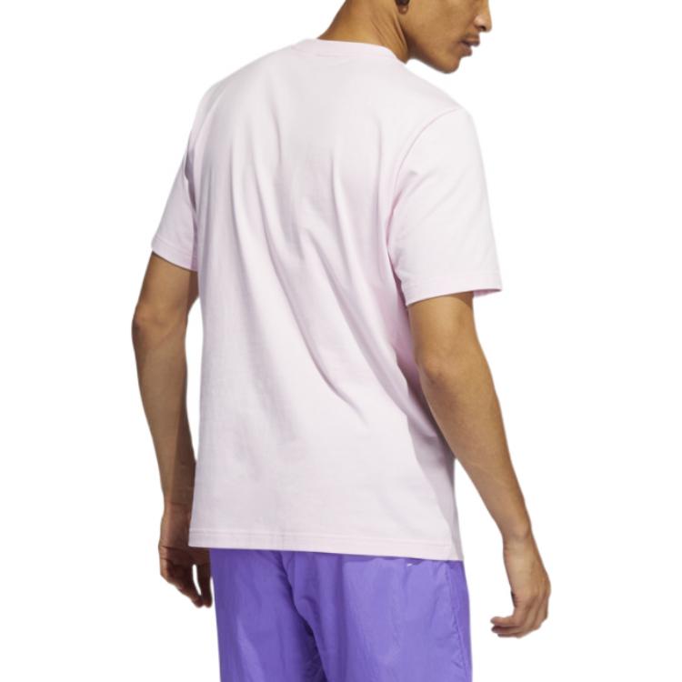 Adidas Cartoon Character Print Ribbed Crew Neck Basketball Training Short Sleeve T-Shirt Men Tops Pink HE0869