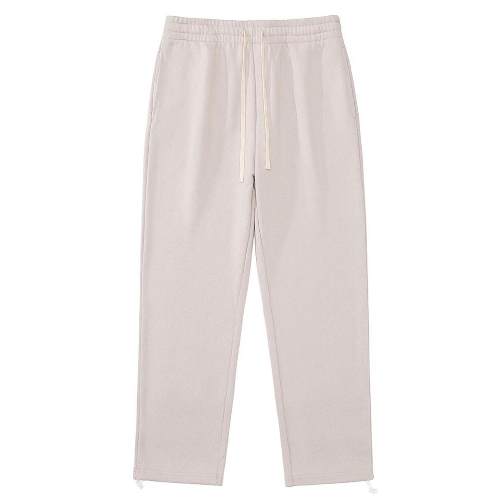 2025 Autumn/Winter Fleece-Lined Hooded Sweatshirt & Pants Set – Men's Trendy European/American Basic, Solid Color, 510g.