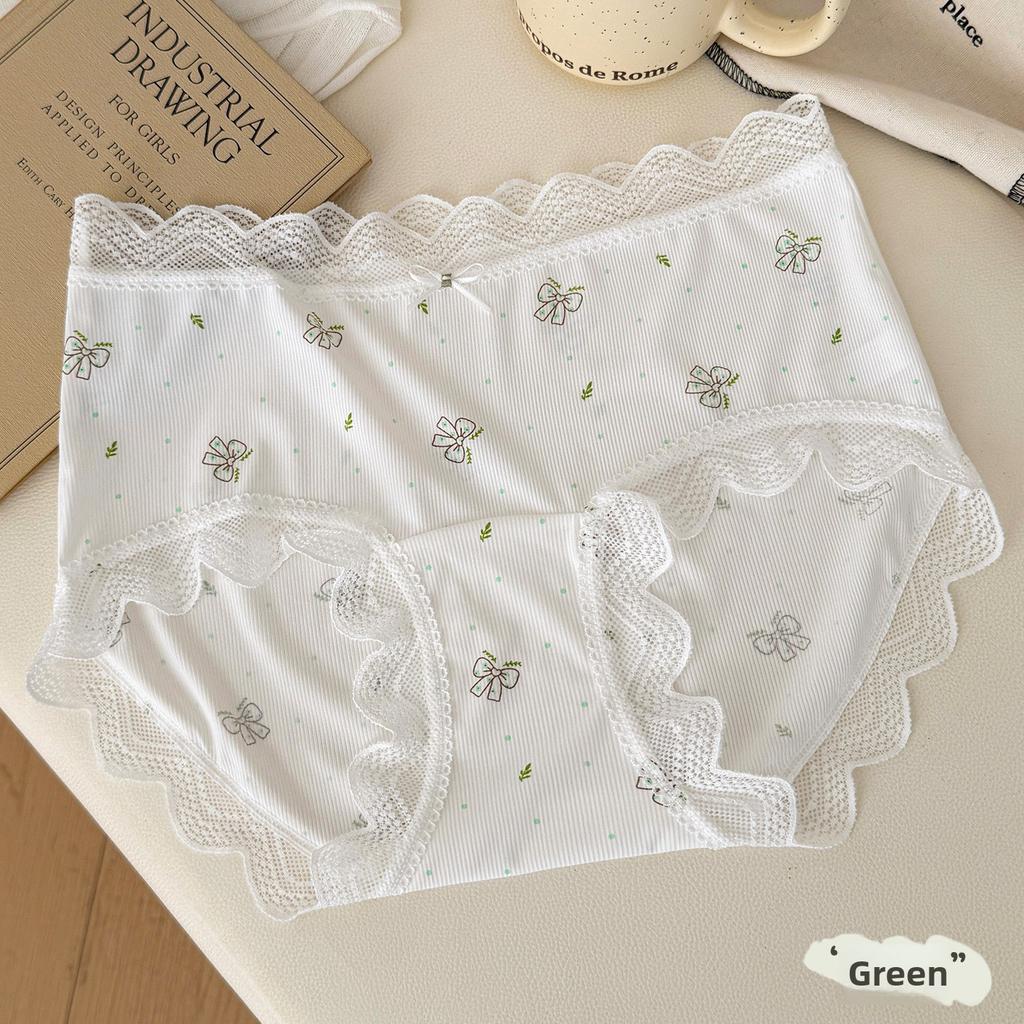 Female Summer New Lovely Lace Lace Extended Antibacterial Crotch Breathable Waist Triangle Briefs