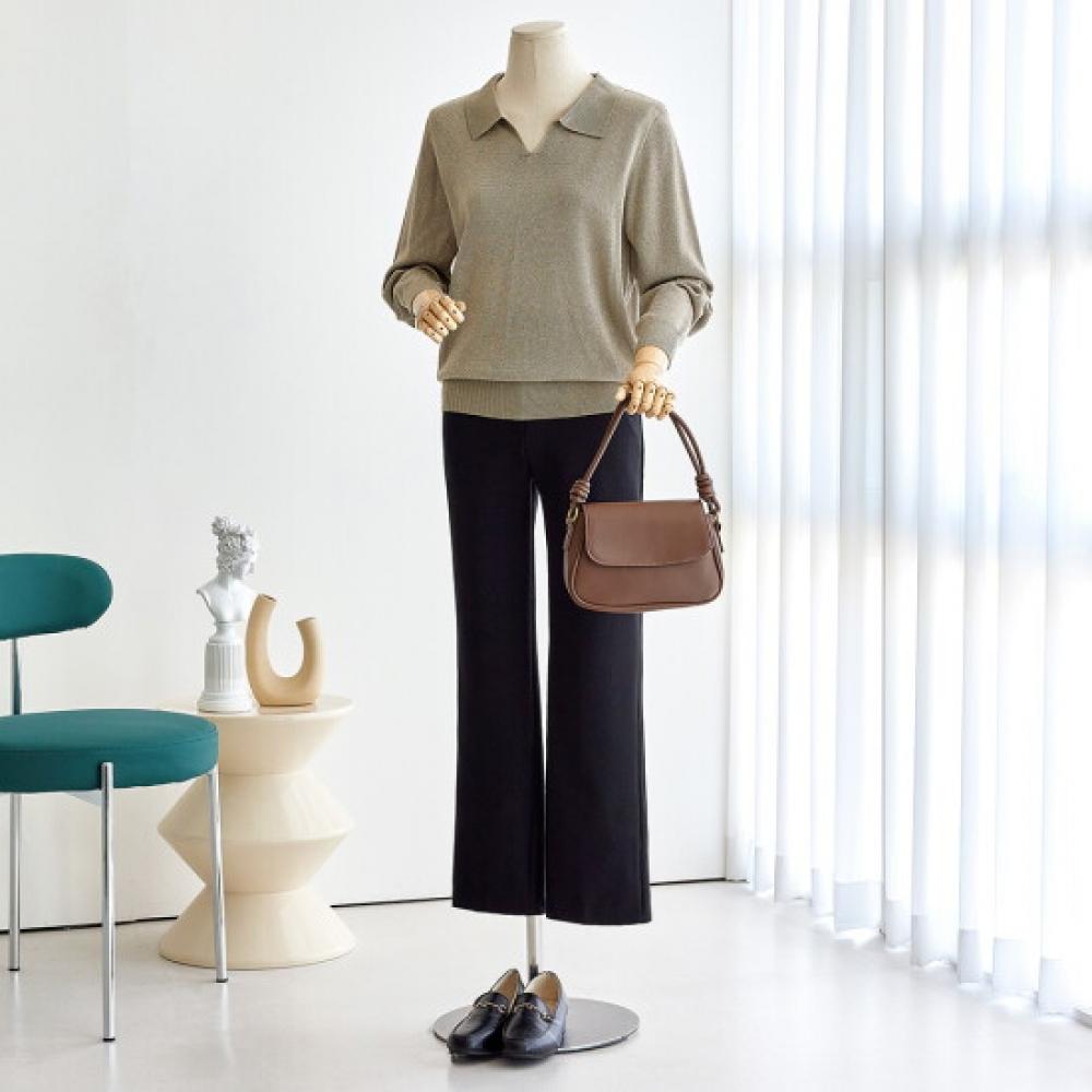 Customable Collar Half Open Shining Knit T2508kn647c