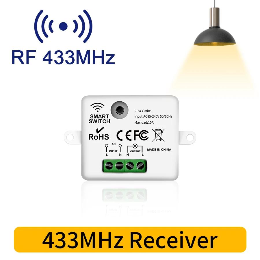 RF 433MHz Wireless Light Switch AC 220V 110V 10A Relay Breaker Remote Control Mini Module Wall Smart Switch for Home LED Lamp