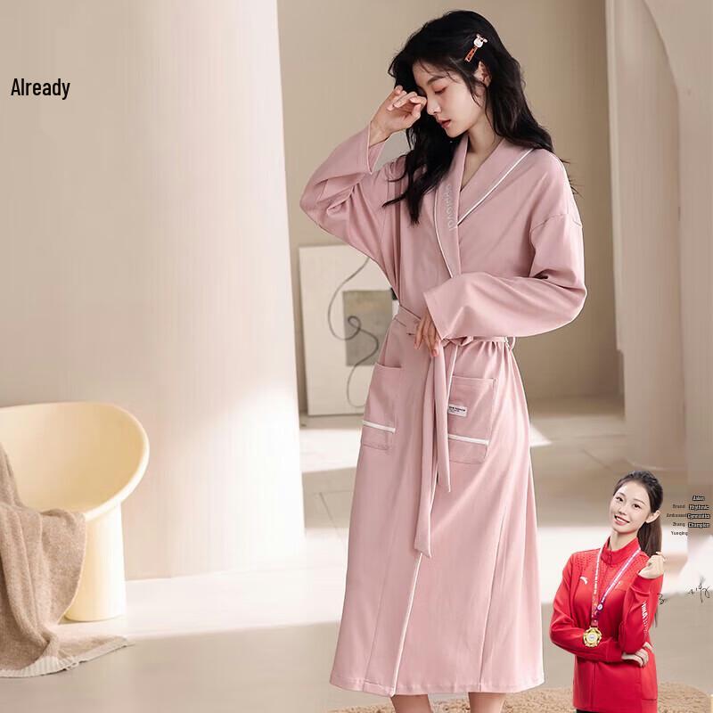Women s 100% Cotton Long Sleeve Bathrobe L