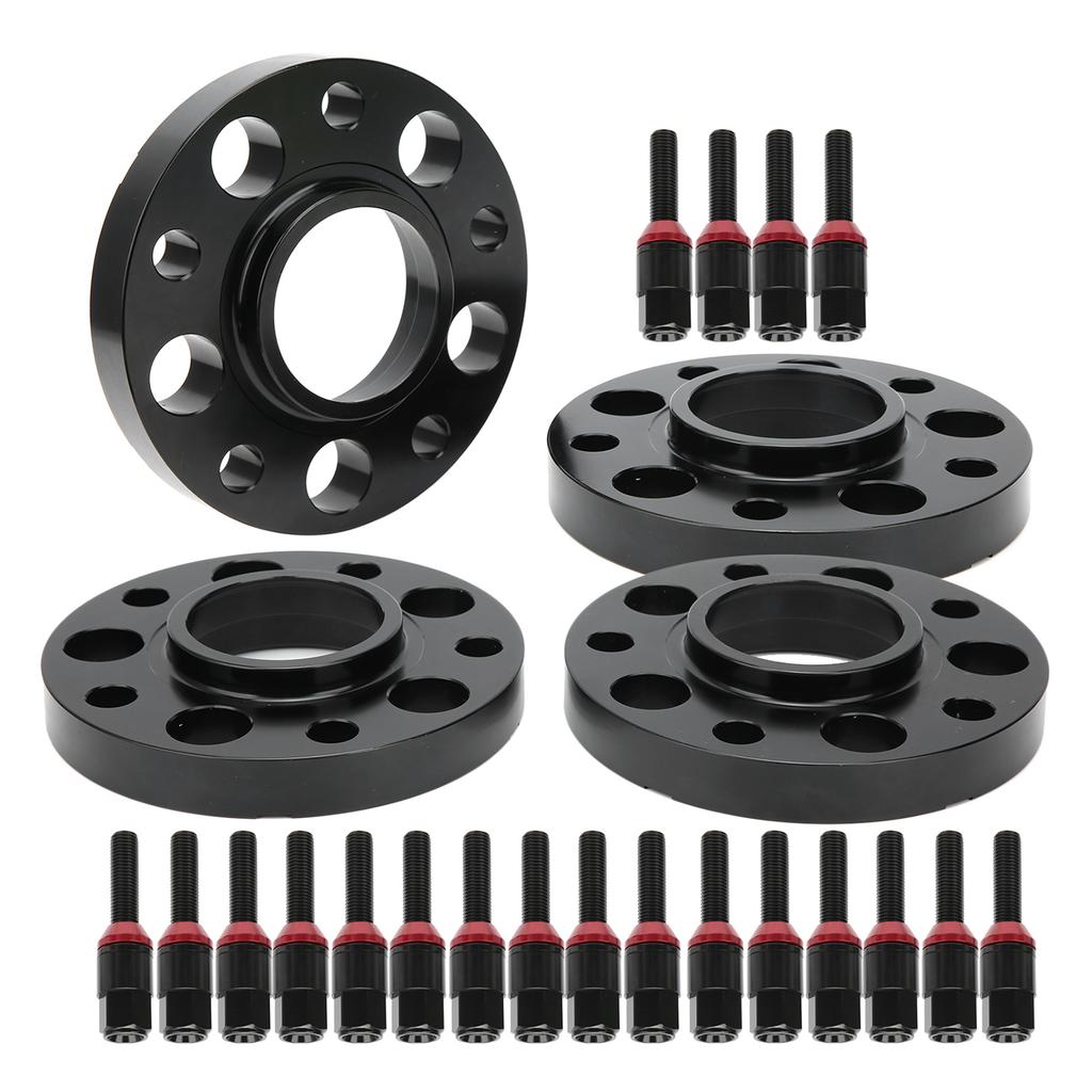 4pcs Flange Wheel Spacers 20pcs Extended Lug Bolts Sleeve Staggered Kit Fit for 1 3 5 6 7 8 SERIES(Black )