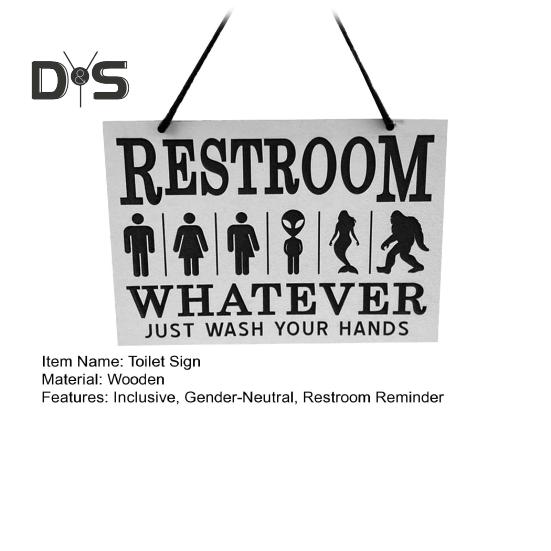 Gender Neutral Toilet Sign Whatever Just Wash Your Hands Sign Alien Mermaid Inclusive Sign for Home Bathroom Restroom Wall Decor