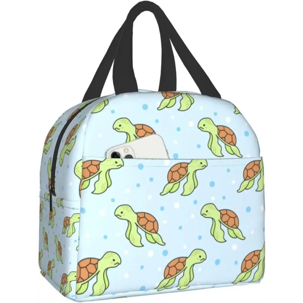 

Cute Turtle Thermal Lunch Bag Travel Picnic Bento Cooler Reusable Tote Work Insulated Container Bags for Women Men Boys Girls 22x20x13CM бежевый