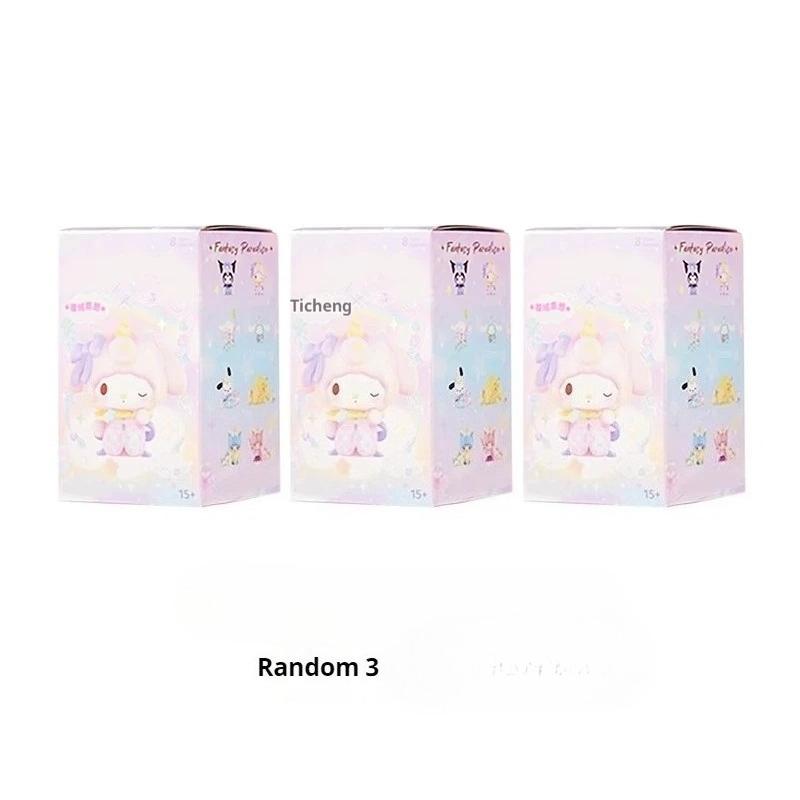 San Rio Fantasy Park Blind Box Series Kuromi Pacha Dog Cinnamoroll Lovely Characters Collectible Handmade Ornament Girl Gift Idea