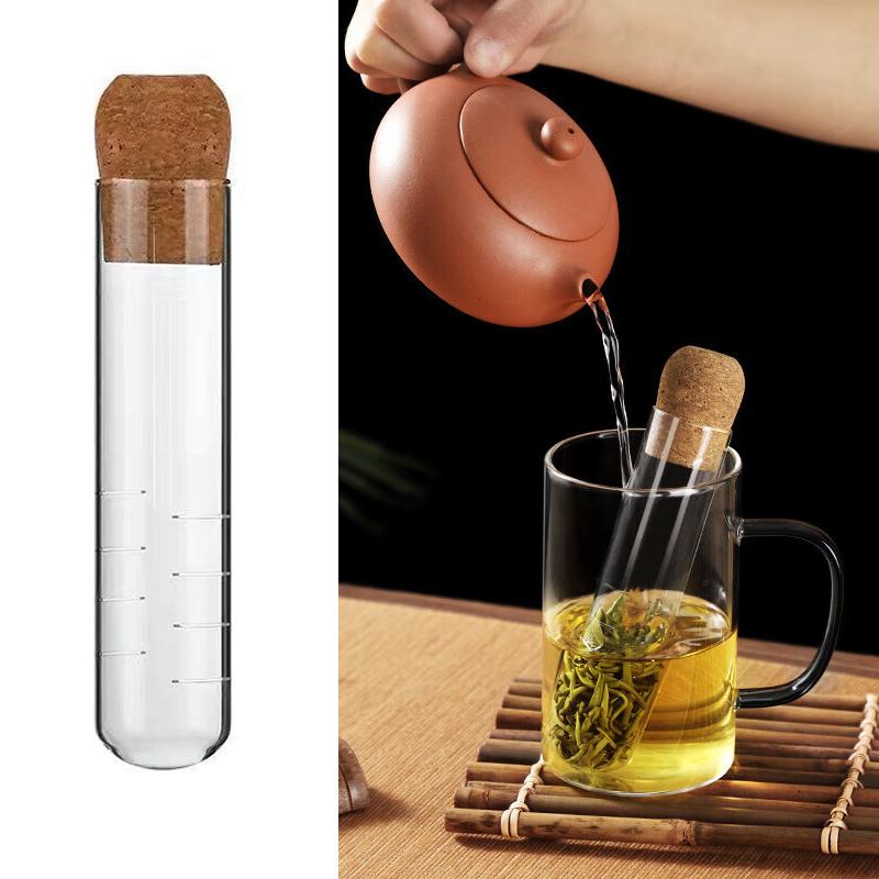 Glass Tea Infuser Empty Bottle Mini Transparent Tea Strainer Cork Glass Bottle Tube Brewing Test Tube Tea Set Kitchen Tools