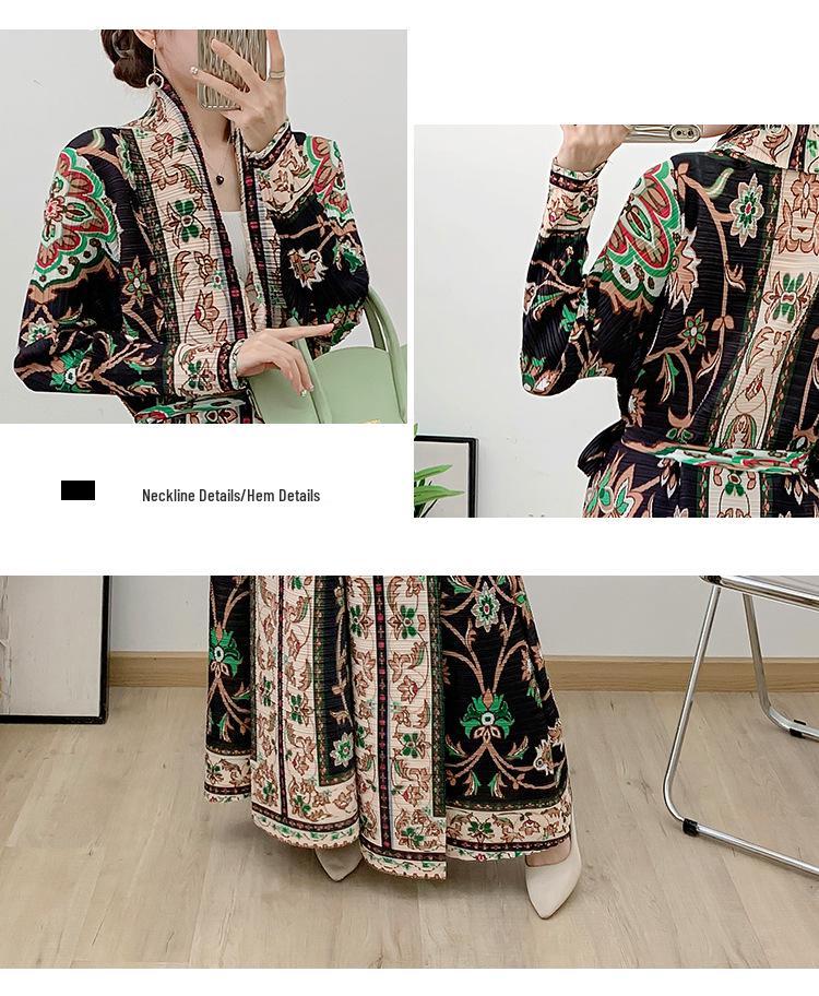 Muslim Middle Eastern Women's Pleated Long Robe Evening Dress with Lace-Up Detail