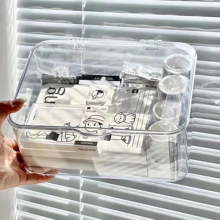 

Transparent Desk organizer Desktop Storage Box Cosmetics Organizer Document Organizer Snack Storage Office Stationery Appliances