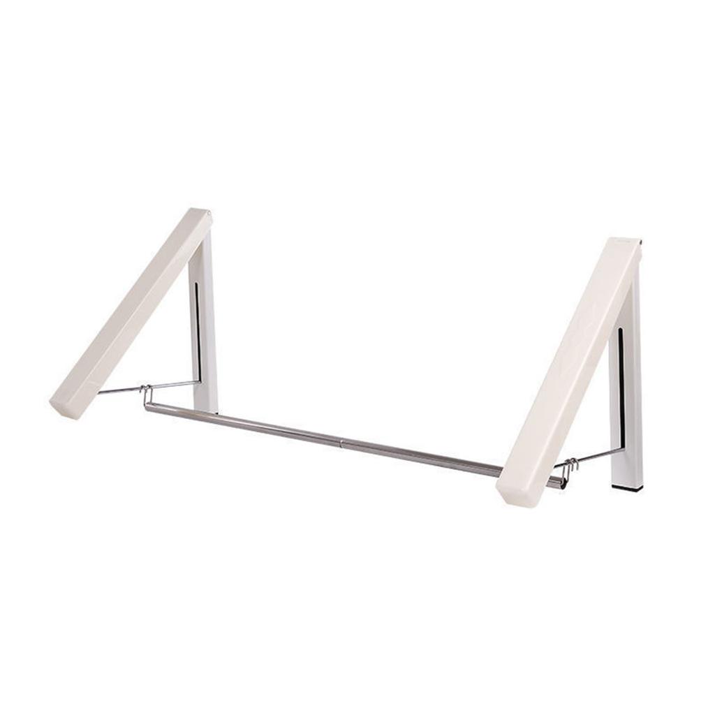 Laundry Hanger Retractable Wall Mounted White Folding Punch Free Installation Clothes Drying Rack