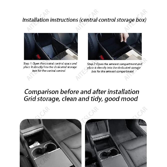 For Tesla Model 3/Y Juniper 2025+ Center Console Organizer Tray Armrest Cubby Drawer Flocking Model Y Storage Box Accessorie