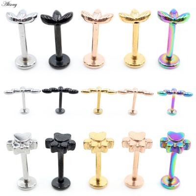 Alisouy 1PC Acier Inoxydable Empreintes De Chien Feuille 16G Tragus Helix Bar Labret Anneau À Lèvres Cartilage Oreille Boucle D'oreille Piercing Bijoux De Corps