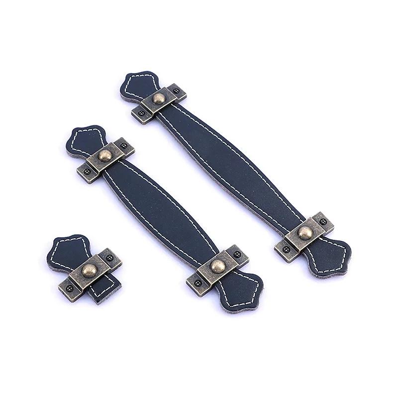 Leather furniture Knobs Soft Leather Handle And Knobs Furniture Cabinet Drawer Chest Suitcase Trunk Box Case Handle With Screws